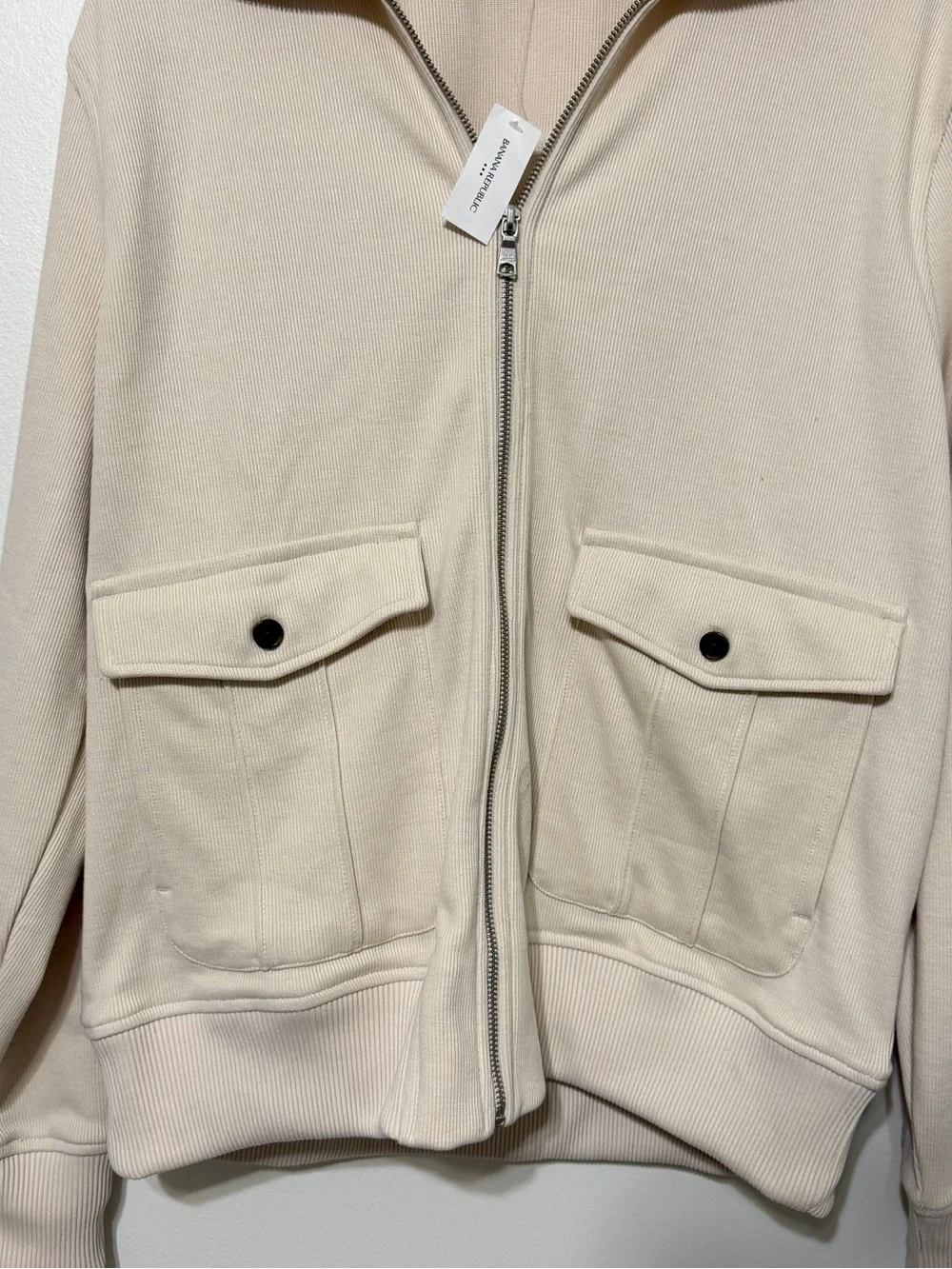 NWT Banana Republic Mens Heavy Utility Jacket Size Large Cream Ivory Zip Up New